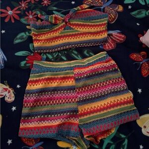 Colorful Striped Two-Piece Set